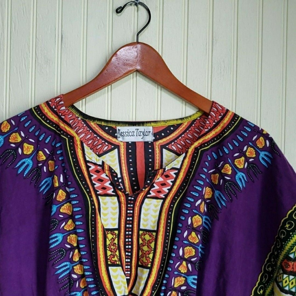 Jessica Taylor Blouse Womens Plus One Size Purple V Neck Kimono Sleeve Tunic Top